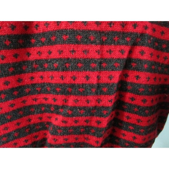 Bouviac Norway Fair Isle Oversize Unisex Sweater Medium EUC Wool Red Charcoal - Picture 10 of 16